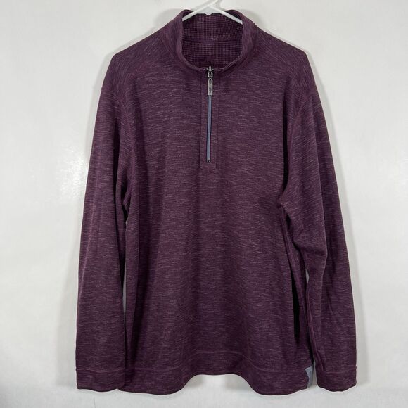 Tommy Bahama 1/4 Zip Pullover Sweater Mens Size XL Plum Purple Cotton Poly Blend - Picture 1 of 12